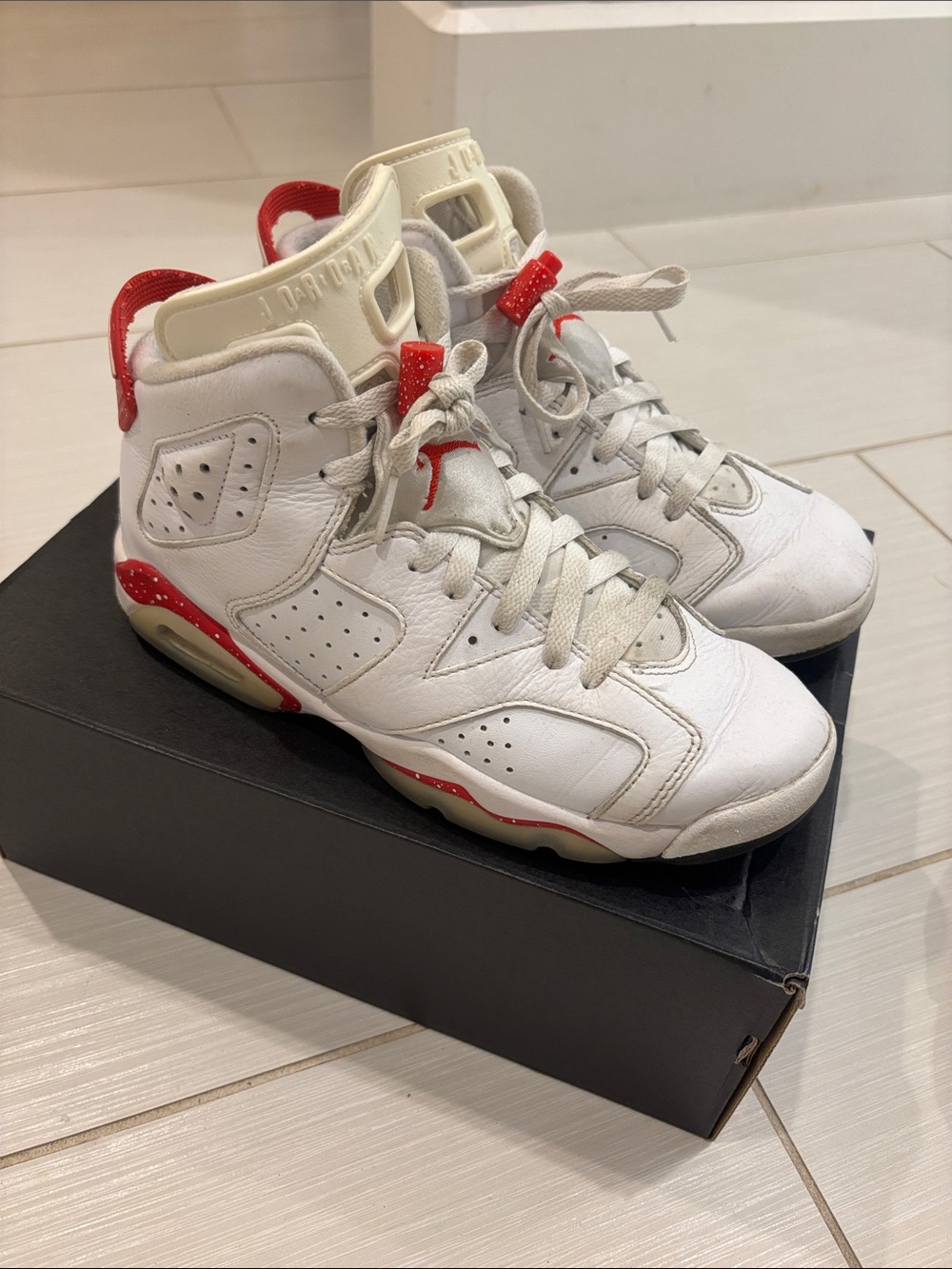 Nike Kids White and Red High-Top Sneakers